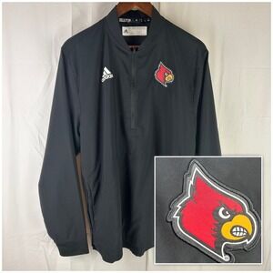 Adidas Louisville Cardinals Pullover Mens M Black Quarter Zip Windbreaker GE2377